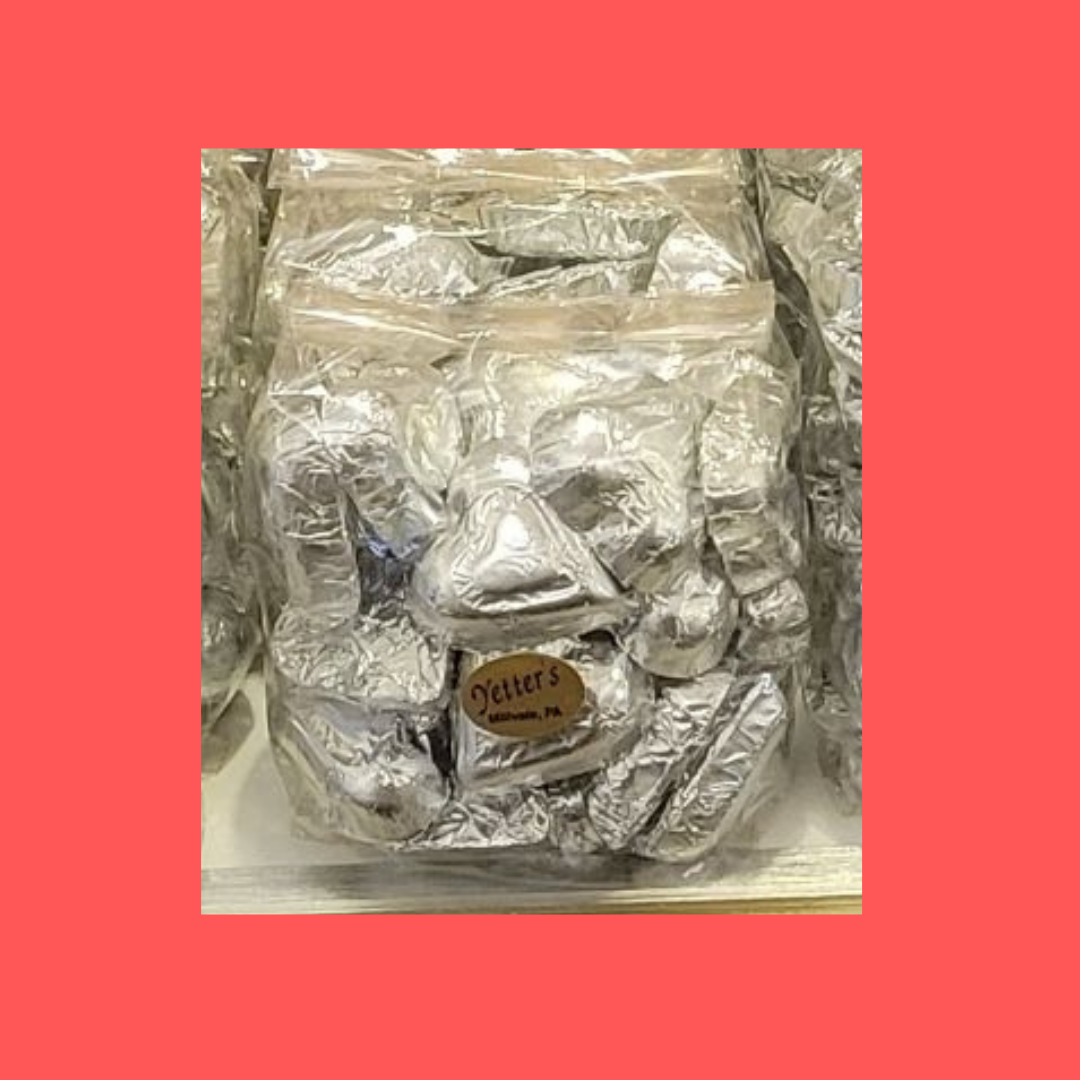 Solid Candy Hearts Silver - Solid Milk Chocolate Foiled – Yetter's Candies