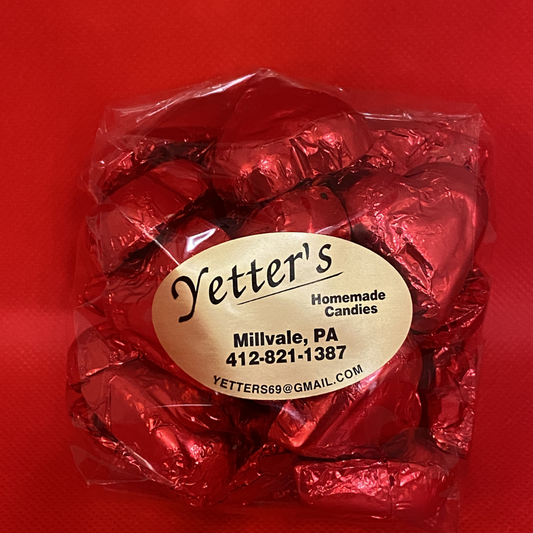 Solid Milk Chocolate Red Foiled Hearts